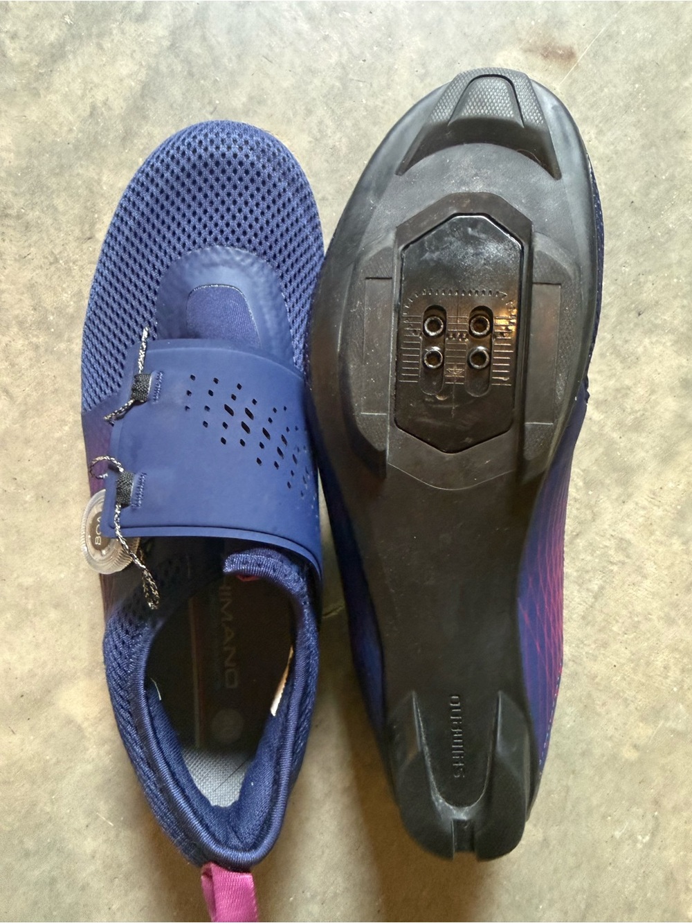 Shimano Navy Blue Cycling Shoes with Pink Accent without SPD cleats